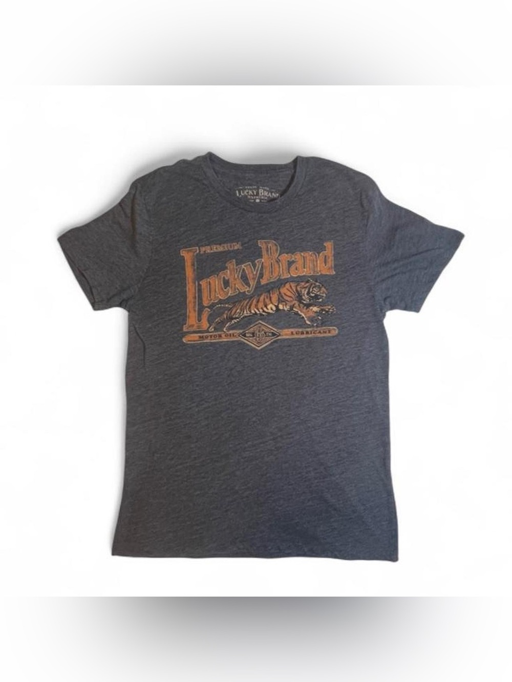 Lucky Brand Tiger Graphic Tee Heather Navy Size S